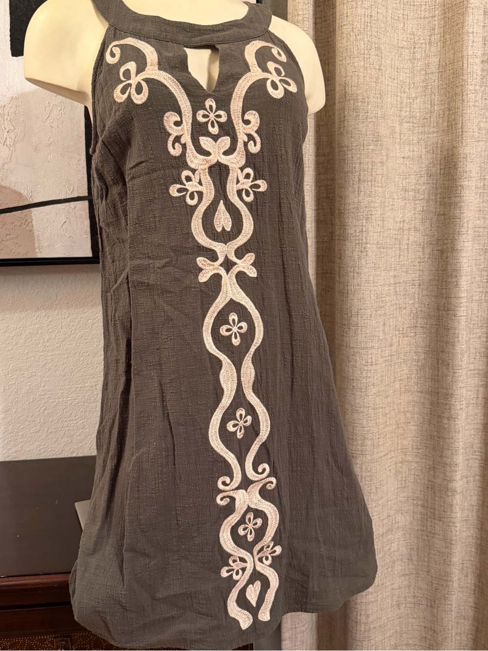 THML Olive Mini Dress with Embroidered Front